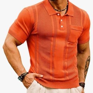 Grace Karin Men's Vibrant Orange Polo Shirt